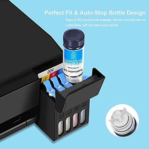 CoYlBod Sublimation Ink Refilled Ink Bottles Compatible for ET-2800 ET-2803 ET-2720 ET-4700 ET-4750 ET-4760 ET-2700 ET-2750 ET-2760 ET-3710 ET-15000 ET-3700 ET-3750 ET-3760 ET-3850