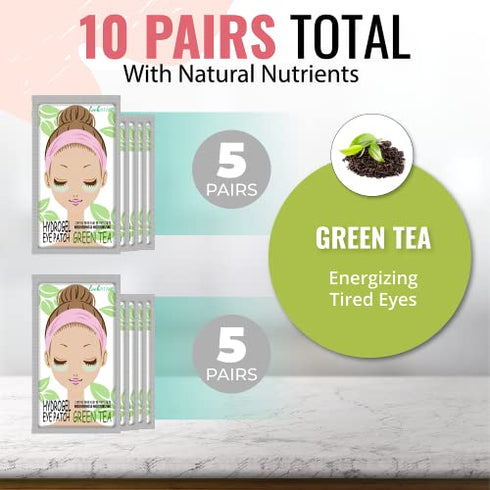Look At Me Under Eye Mask Dark Circles and Puffiness (10 Pairs). Korean Skin Care Green Tea Hydrogel Eye Patch / Under Eye Pads. Dark Circle Remover and Collagen Eye Mask for Puffy Eyes.