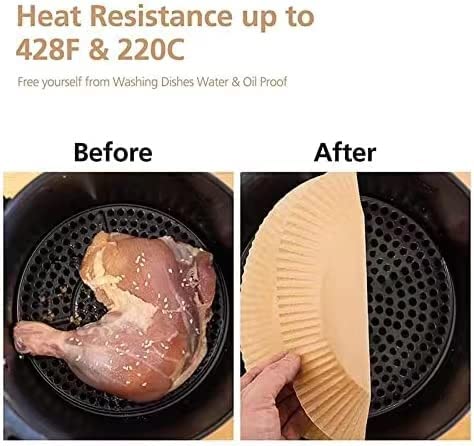 Air Fryer Disposable Paper Liner , Cooking Paper for Air Fryer, Non-Stick Air Fryer Liners, Baking Paper for Air Fryer Oil-proof, Food Grade Parchment for Baking Roasting Microwave (Nature-50pcs)