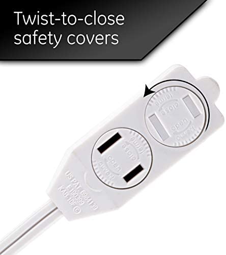 GE 42803 3 Outlet Extension Cord with On/Off Switch Perfect for Lamps, Holiday and Christmas Lights, 9 ft, White