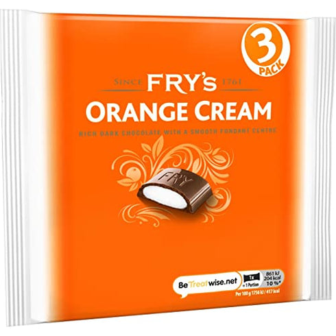 Original Cadbury Fry's Orange Cream Chocolate Bars Pack Imported From The UK England British Chocolate Candy Fry's Orange Cream Chocolate Bar New Edition Multipack 3 x 49g