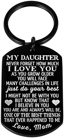 to My Daughter Keychain Christmas Gifts for Daughter from Mom Dad Father Inspirational Stocking Stuffers for Her from Teen Adult Women Teenage Girls Kids Birthday Gradation Wedding Presents