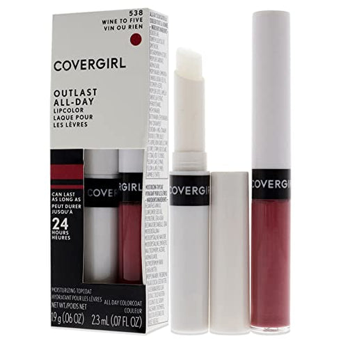 Covergirl Outlast All-Day Lip Color With Topcoat, Wine to Five, Pack of 1