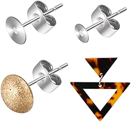 1200 PCS Earring Posts Stainless Steel and Backs with Hypo-allergenic Earring Posts Butterfly and Rubber Bullet Earring Backs for DIY Stud Earring and Jewelry Making