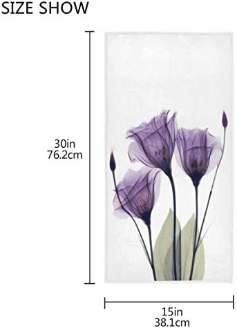 Ollabaky Purple Tulip Flower Hand Towels Fingertip Towels Super Soft Breathable Absorbent Multipurpose Face Towels for Bathroom, Kitchen, Gym, Spa, Home Decoration, 30 x 15 Inch