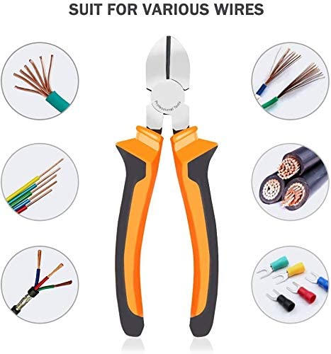 BOENFU Wire Cutter for Artificial Flowers and Crafts, Chicken Wire Cutters Heavy Duty Diagonal Cutting Pliers Faux Flowers Wire Clippers | Orange, 6 Inches