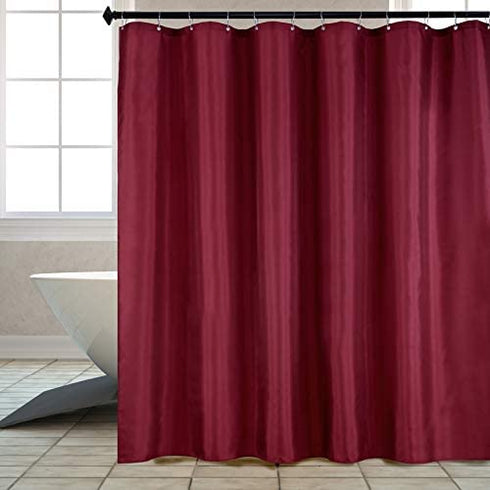 Biscaynebay Quality Fabric Shower Curtain Liners 72 Inch by 72 Inch, Burgundy Water Resistant Bathroom Curtains Rust Resistant Grommets & Weighted Bottom Hem Machine Washable