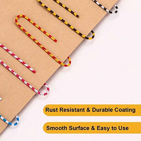 Vinaco Paper Clips Color Stripe, 100 Pack Large Paper Clips 2 Inch (50 mm), Durable & Rust Resistant, Jumbo Paper Clips. Great for Office, School and Personal Use