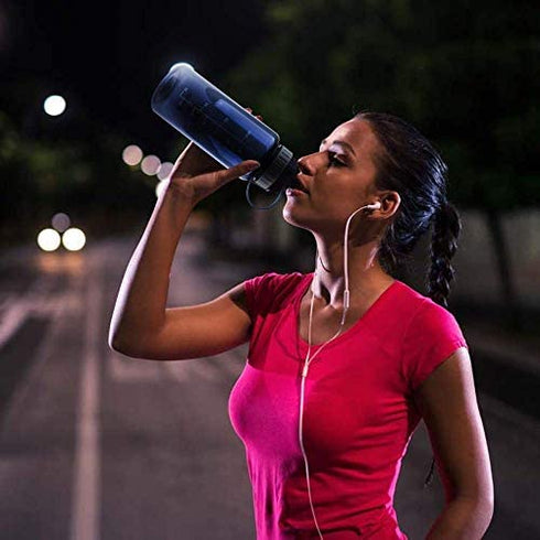 SHOKE 1 Liter Water Bottle, 32oz BPA Free Non-Toxic Tritan Wide Mouth Leakproof Large Sports Water Bottles with Handle, Gym Space Cup For Fitness Yoga Workouts Hiking with Sponge Bottle Brush