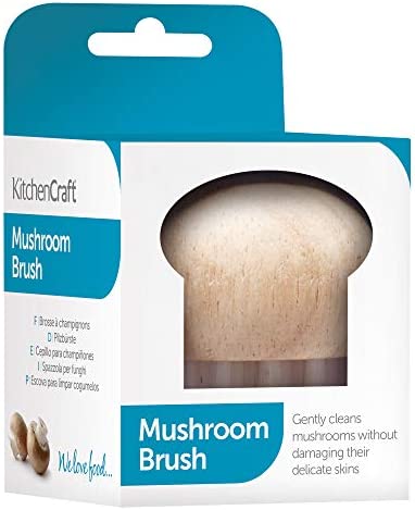 Kitchen Craft Mushroom Cleaning Brush with Rubber Wood Handle and Soft Bristles