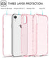 GUAGUA iPhone XR Case, Pink Glitter Bling Crystal Clear Shiny Cover for Girls Women Three Layer Hybrid Hard PC Soft TPU Bumper Shockproof Protective Phone Case for iPhone XR 6.1-inch 2018 Pink