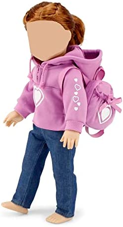 Emily Rose 18 Inch Doll Clothes Clothing Accessory - 3 Piece Heart Hoody 18" Doll Gift Set for Kids Play - Outfit Accessories | Fits Most 18" Dolls