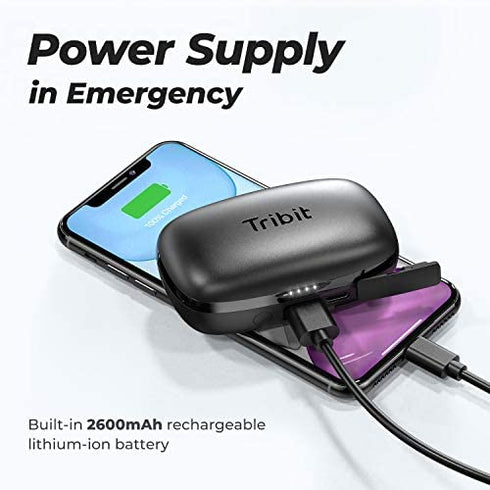 Tribit Wireless Earbuds, 100H Playtime Bluetooth 5.0 IPX8 Waterproof Touch Control True Wireless Bluetooth Earbuds with Mic Earphones in-Ear Deep Bass Built-in Mic Bluetooth Headphones, FlyBuds 3