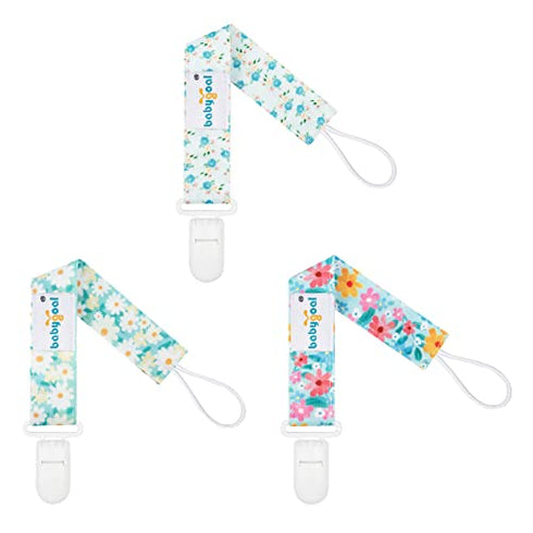 Babygoal Floral Pacifier Clips, 6 Pack Binky Paci Holder and Leash for Boys and Girls Fits for Most Pacifier, Binkie Styles & Baby Teethers & Toys and Gift 6PS31