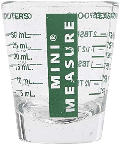 Kolder Mini Measure Heavy Glass, 20-Incremental Measurements Multi-Purpose Liquid and Dry Measuring Shot Glass, Green