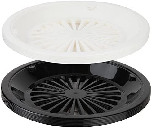 Trenton Gifts 10-Inch Reusable Plastic Paper Plate Holders, Picnic Supplies (12 Set - Black/White)