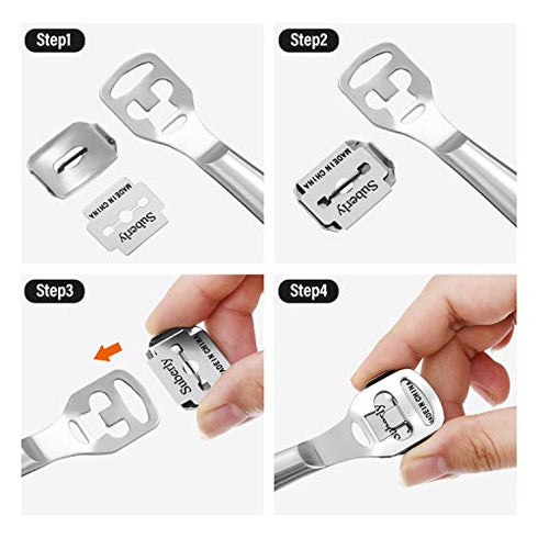 200 Pieces Callus Shaver Replacement Blades Corn Plane Blades Stainless Steel Blades for Removing Callus Foot Care and Pedicure Tools