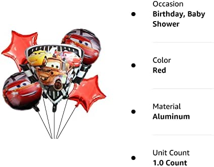 5PCS Cars Lightning McQueen Balloons for Kids Birthday Baby Shower Cars Theme Party Decorations