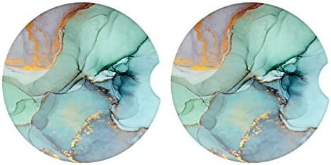 Britimes Absorbent Car Coasters 2 Pack for Cup Holders, 2.56" Ceramic Stone & Non-Scratch Cork Base Drink Coasters