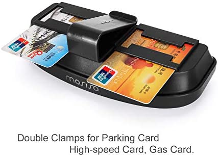 MOSISO Car Visor Sunglasses Case, Universal Automotive ABS Eyeglasses Holder Protective Box Clip Eyewear Hard Shell Storage Organizer with Magnetic Closure and Double Card Clamp, Piano Black