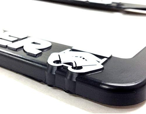 Custom Car Gear (2) Star Wars Storm Troopers License Plate Frames Bracket 3D Raised Letters, Black w/White Lettering