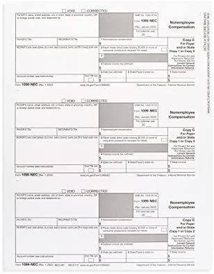 Blue Summit Supplies 1099 NEC Tax Forms 2022 with 25 Self Seal Envelopes, 25 4 Part Tax Forms Kit, Compatible with QuickBooks and Accounting Software