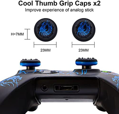 BRHE Xbox-One Controller Skin, Anti-slip Silicone Cover Protector Case Accessories Set for Microsoft Xbox 1 Wireless/Wired Gamepad Joystick with 2 Thumb Grips Caps (Blue)