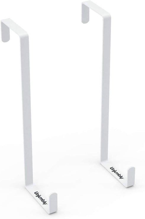 Unjumbly Over The Door Hooks, Set of 2 - Strong Hooks for Laundry Room Organization & Bathroom Storage - Over Door Towel Rack - Fits Wide & Thin Doors - White