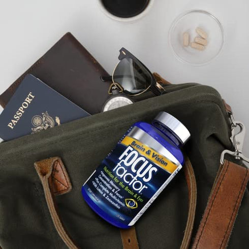 Focus Factor Brain and Vision Supplement, 120 Count - Eye Vitamin, Mineral Supplement & Complete Multivitamin for Adults w/ Lutein & Zeaxanthin – Brain Supplement for Focus, Concentration, Memory