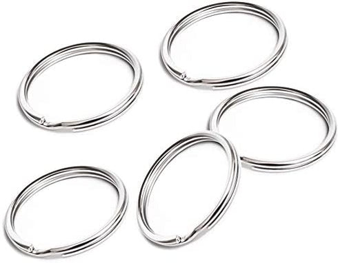 AKIRO 50 Pcs Nickel Key Rings, 25mm Keyring Split Ring Metal Key Holder Pocketed Clasps Connectors, Heavy Duty Metal Key Chain Ring