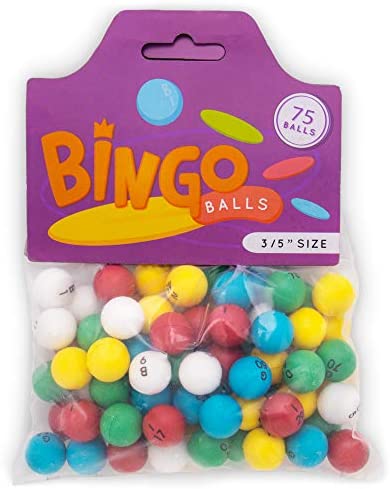 75 Multi-Color Bingo Balls| 3/5 inch Plastic Balls for Standard Bingo Cages and Raffles| Lost Bingo Ball Replacement