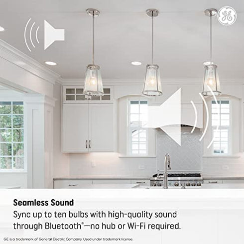 GE LED+ Speaker Light Bulb, Soft White, Bluetooth Speaker, No App or Wi-Fi Required, Remote Included, A21 Light Bulb (1 Pack)
