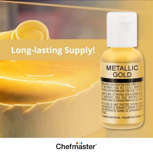 Chefmaster - Metallic Airbrush Kit - Airbrush Food Coloring - 6 Pack - Vibrant and Fade-Resistant Sheen - Works With Any Airbrush Tool to Achieve Amazing Effects and Designs - Made in the USA