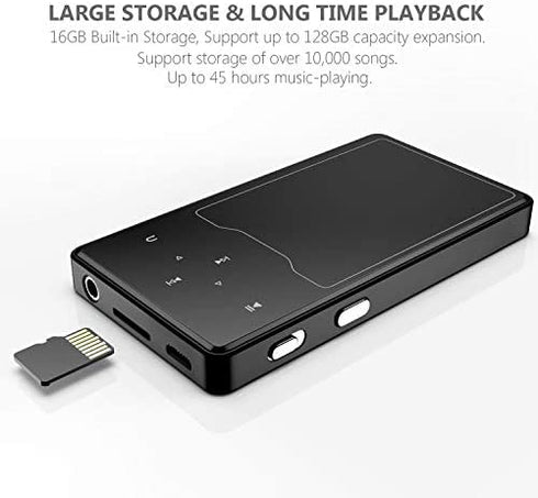 MP3 Player with Bluetooth 5.2, BERENNIS 16GB Portable HiFi Lossless Sound 2.4" Large Screen Music Player with FM Radio Voice Recorder Video Player, Support up to 128GB