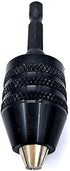 0.3-6.5mm Keyless Drill Chuck Conversion Tool,Adapter? 3-Jaw Drill Chuck Screwdriver Adapter with Quick-change 1/4" Hex Shank?1pcs black