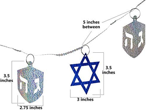 Iconikal Decoration Ornament Garland, Hanukkah, 9-Foot Length, 4-Pack
