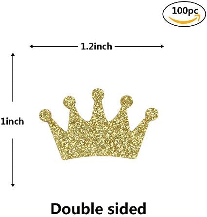 Gold Glitter Double Sided Crown Paper Confetti for Table Wedding Birthday Party Decoration,1.2 inch in Diameter(100pcs)