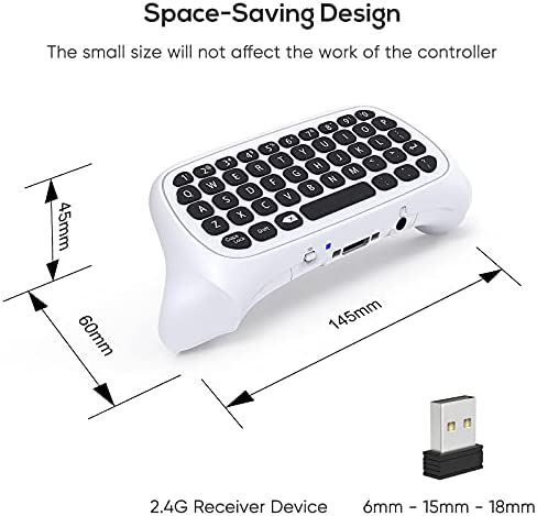 Controller Keyboard for Xbox Series X/ S/ for Xbox One/ One S, Wireless Bluetooth Gaming Chatpad Keypad with USB Receiver, Built-in Speaker & 3.5mm Audio Jack for Xbox Series X/ S/ One/ One S, White