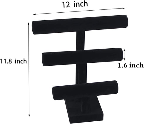 ByKen Jewelry Detachable T Bar Bracelet Display Stand,Bracelet Organizer,Bracelet Holder,Jewelry Display Stand, Long Necklace Bangle Scrunchie Watch Organizer (3 tier?, Black
