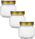 Tebery 24 Pack Regular Mouth Mason Jars with Printed Gold Lids, 8OZ Clear Glass Jars for Jam, Honey, Wedding Favors, Shower Favors, Baby Foods
