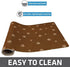 Drymate Pet Bowl Placemat, Dog & Cat Food Feeding Mat - Absorbent Fabric, Waterproof Backing, Slip-Resistant - Machine Washable/Durable (USA Made) (12” x 20”) (Brown Stripe Tan Paw)