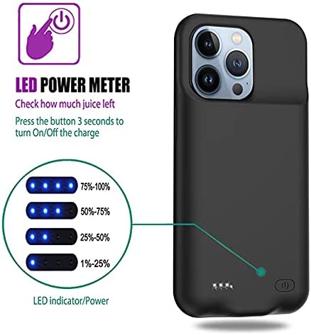 Battery Case for iPhone 13 Pro Max, 8500mAh Slim Portable Rechargeable Battery Pack Charging Case Compatible with iPhone 13 Pro Max (6.7 inch) Extended Battery Charger Case (Black)