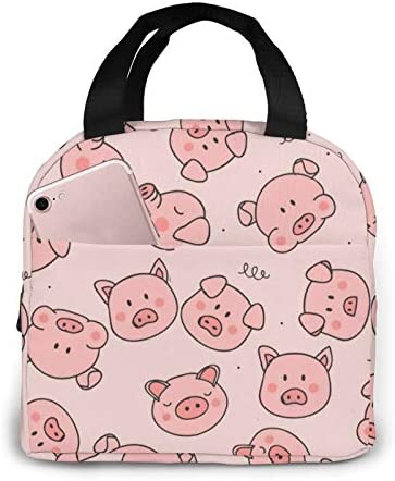 Cute Pigs Lunch Bag for Women Insulated Lunch Box with Front Pocket for Work Reusable Cooler Tote Bag for Office School Picnic Hiking Beach