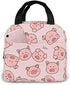 Cute Pigs Lunch Bag for Women Insulated Lunch Box with Front Pocket for Work Reusable Cooler Tote Bag for Office School Picnic Hiking Beach