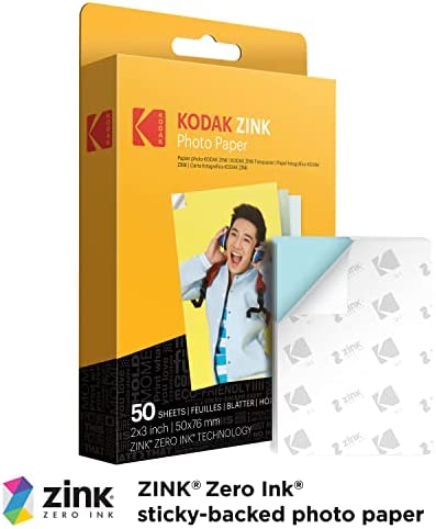 Kodak 2"x3" Premium Zink Photo Paper (50 Sheets) Compatible with Kodak Smile, Kodak Step, PRINTOMATIC, 50 count (Pack of 1)