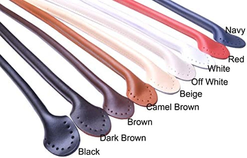 Wento Pair 24'' Genuine Leather Purses Straps with Ear Shape End,Punch Hole Ready,Real Leather Bag Handles,Replacement Purse Straps,Handbag Bag Wallet Straps WT0003 (24'', Black)…