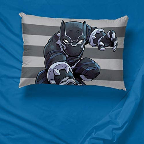 Jay Franco Marvel Super Hero Adventures City Heroes 1 Pack Pillowcase - Double-Sided Kids Super Soft Bedding - Features Spiderman & Black Panther (Official Marvel Product)