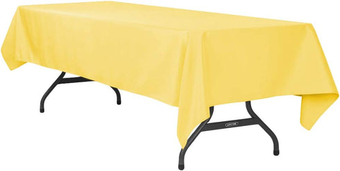 Mountclear 12-Pack Disposable Plastic Tablecloths - 54 x 108 Inch Size Table Cloth Ideal Rectangular Table Covers for Any Tables Upto 8 Feet Long Easy Clean-up of Post-Event Mess (Yelow)