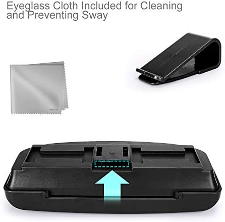 MOSISO Car Visor Sunglasses Case, Universal Automotive ABS Eyeglasses Holder Protective Box Clip Eyewear Hard Shell Storage Organizer with Magnetic Closure and Double Card Clamp, Piano Black