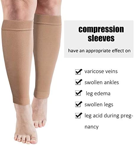 3 Pairs 20 Inches XXL Wide Plus Size Calf Compression Socks for Circulation Compression Long Legs Sleeves 20 - 30 mmHg Calf Muscle Compression Sleeve for Women Men